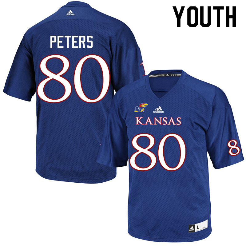 Youth #80 Jake Peters Kansas Jayhawks College Football Jerseys Sale-Royal